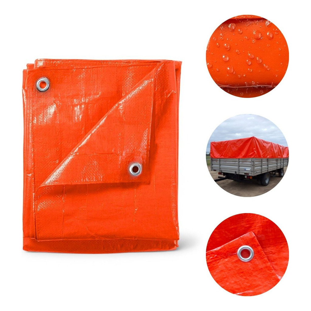 Lona Plástica Polietileno 70g/m² Laranja 5×3m Impermeável Multiuso Para Telhado Quintal Piscina Carga Caminhões