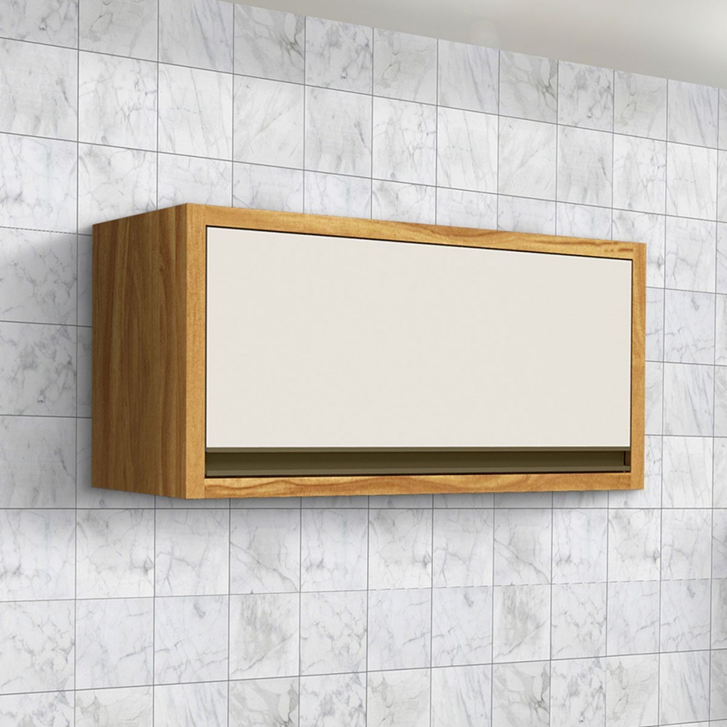Armário Aéreo Cozinha 80 Cm Tempranillo 1 Porta 100% Mdf Amêndoa/Off White - Rio Doce