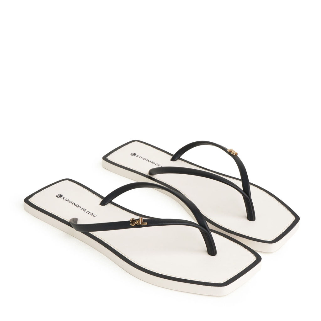 Rasteira POP Off White com Tiras Finas Preto POPSHINE_1 em Oferta na Shopee