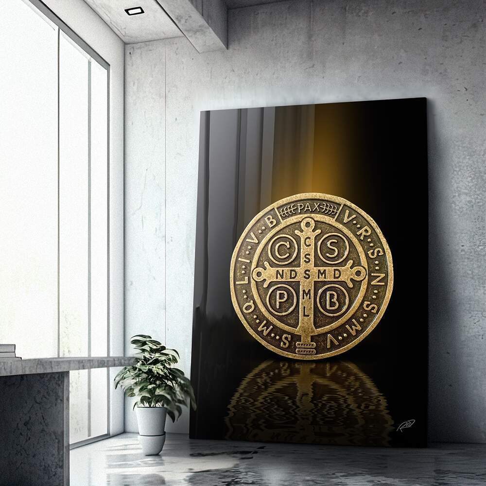 Quadro Decorativo Medalha de São Bento Casa Sala Quarto