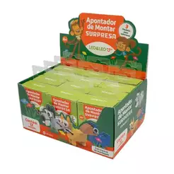 Apontador de Montar Surpresa Animais Um Furo Display 12 Unidades Leo&Leo Leonora Papelaria Escolar