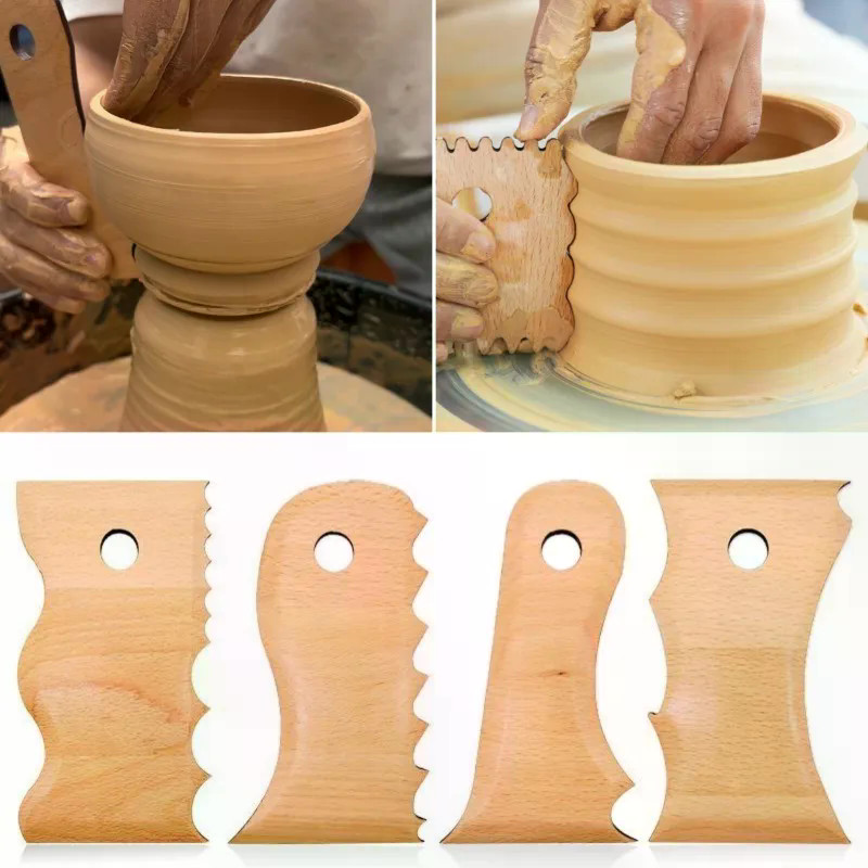 Costelas De Cerâmica De Madeira Ferramenta De Corte Costela Borda Textura Shaper Aparar Argila Pote Caneca Escultura DIY