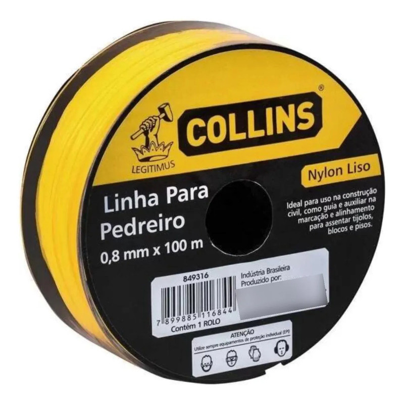 LINHA PEDREIRO NYLON AM 0,80M X 100MTS - COLLINS 849316