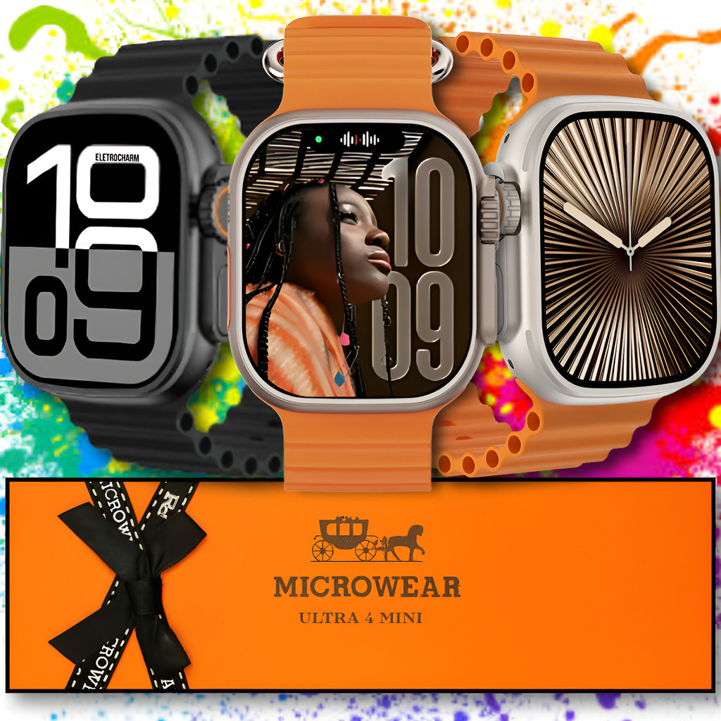 Relógio Inteligente Smartwatch Ultra 4 Mini Microwear Série 11 E Responde Msgm GPS Tela Amoled 41mm