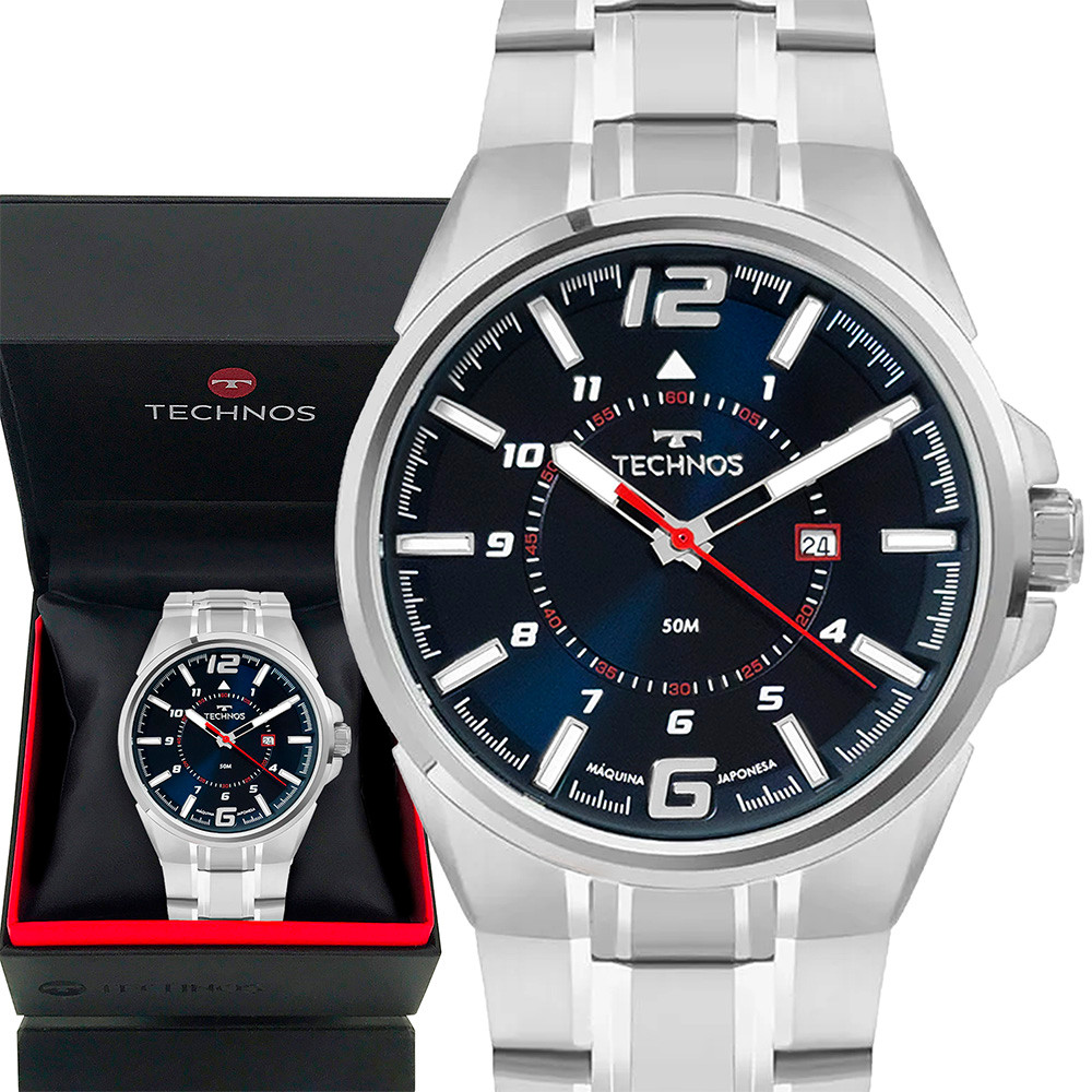 Relógio Technos Masculino Analógico Prata 1 Ano De Garantia em Oferta na Shopee