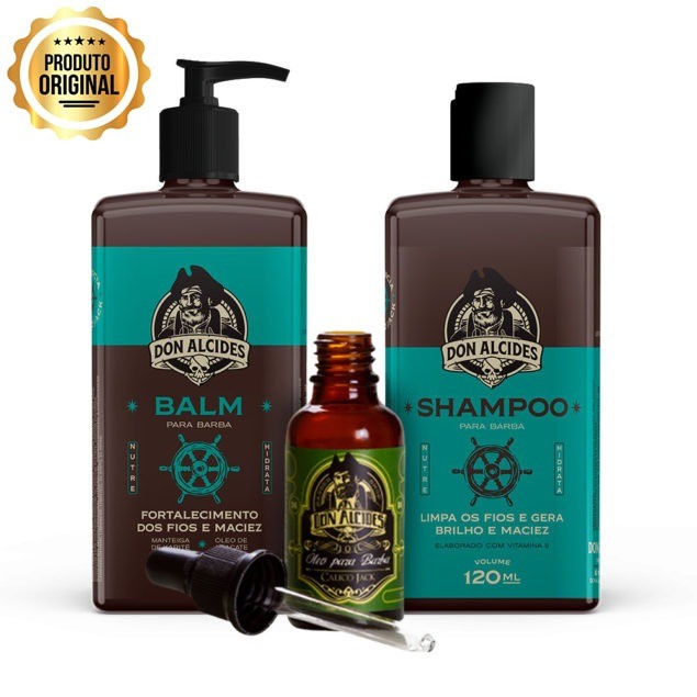 Kit Shampoo + Balm + Óleo Para Barba - Don Alcides Calico Jack