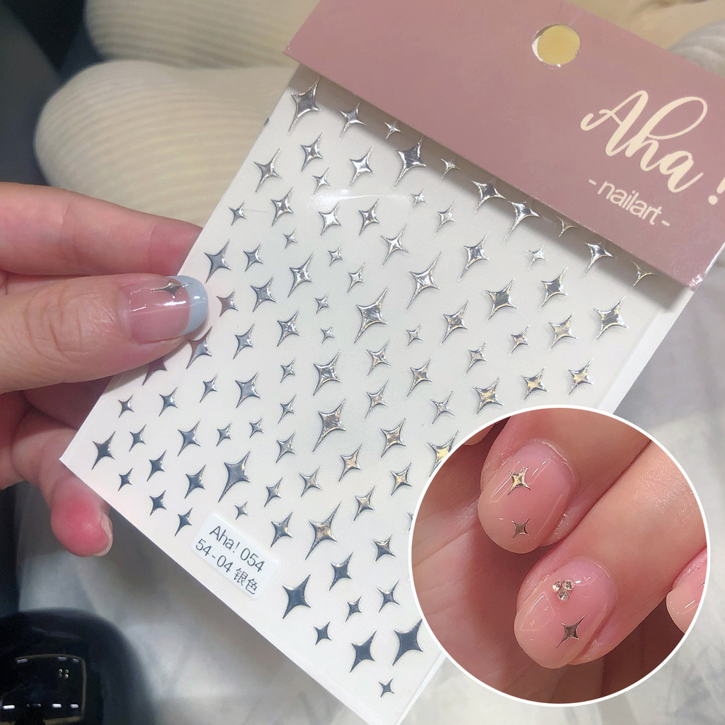 Estrela de quatro pontas 2025 novo estilo Manicure adesivo em relevo estrela ins estilo acessórios de jóias de unhas 3d