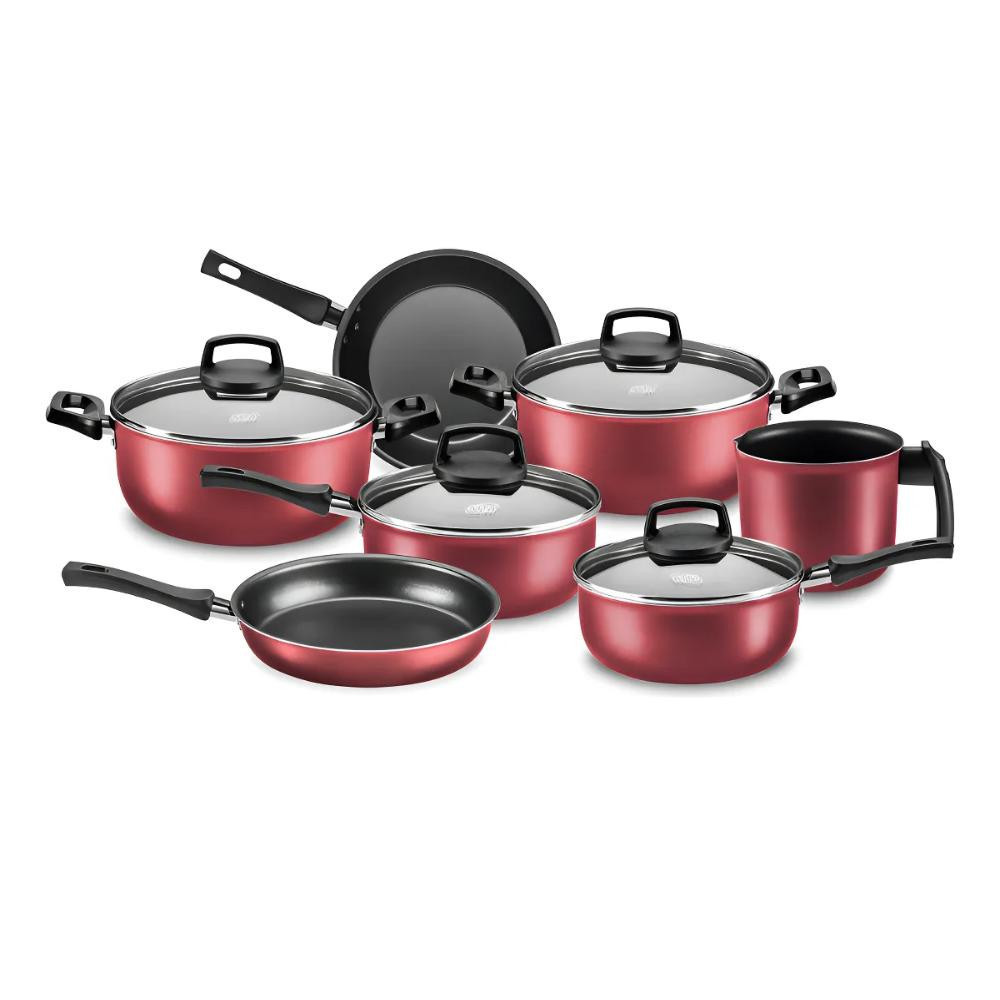 Jogo de Panelas Antiaderente Safira Cristal 7 Peças Cereja MTA - 5678 em Oferta na Shopee