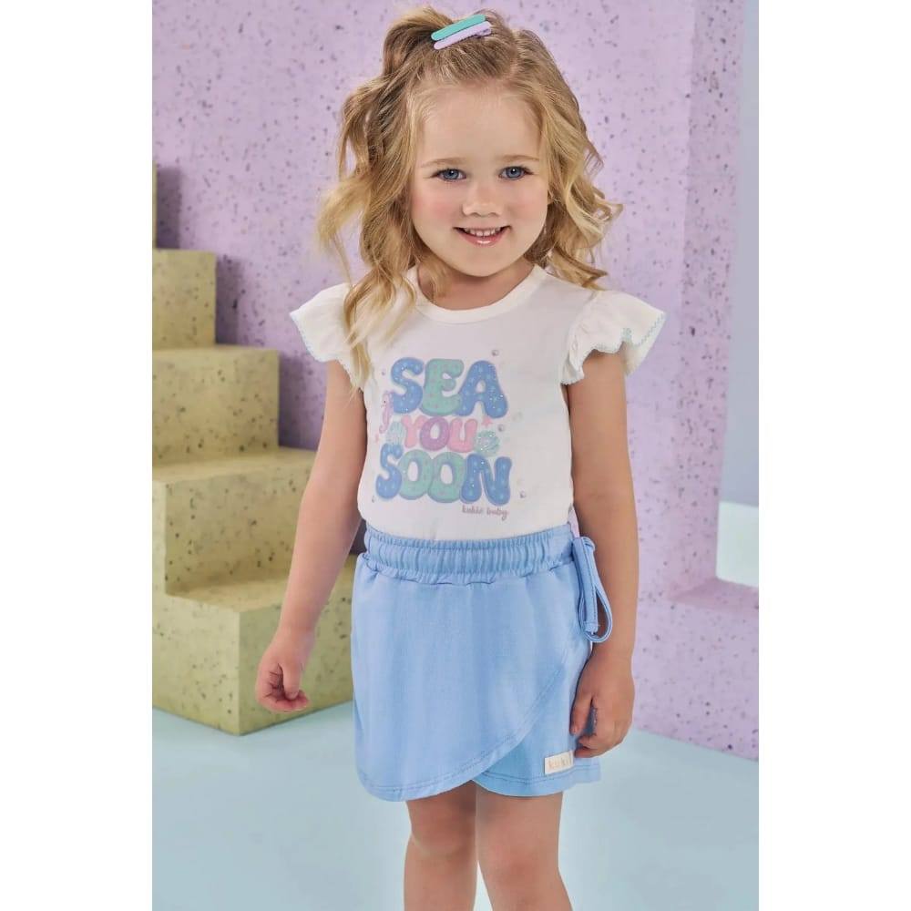 Conjunto Bebê Menina Body Cotton e Short Saia Molevisco Kukiê