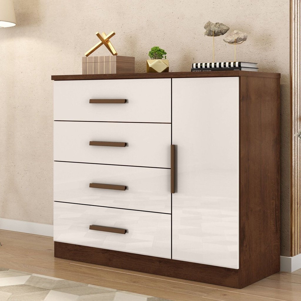 Cômoda Sapateira Genova Plus 1 Porta 4 Gavetas em Oferta na Shopee