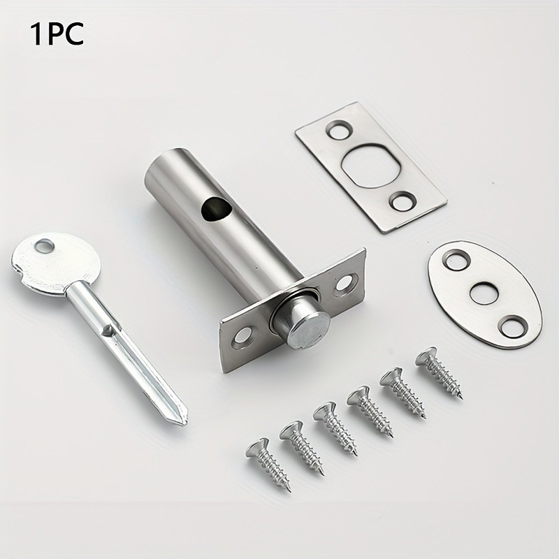 Fechadura De Porta Invisível Resistente De 1 Unidade Com Chave-Design De Tubo De Metal À Prova De Fogo , Trava De Parafu — imagem 2 de 2