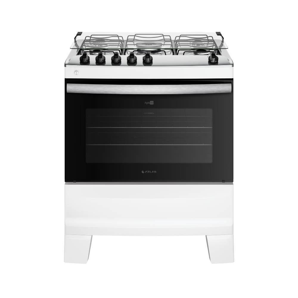 Fogão Atlas Agile Up Piso 5 Bocas Branco Mesa de Inox Bivolt (300001723) em Oferta na Shopee