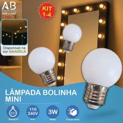 Lâmpadas Coloridas Led Mini Bulbo Bolinha 3W E27 Luz Quente 110V-220V Bivolt