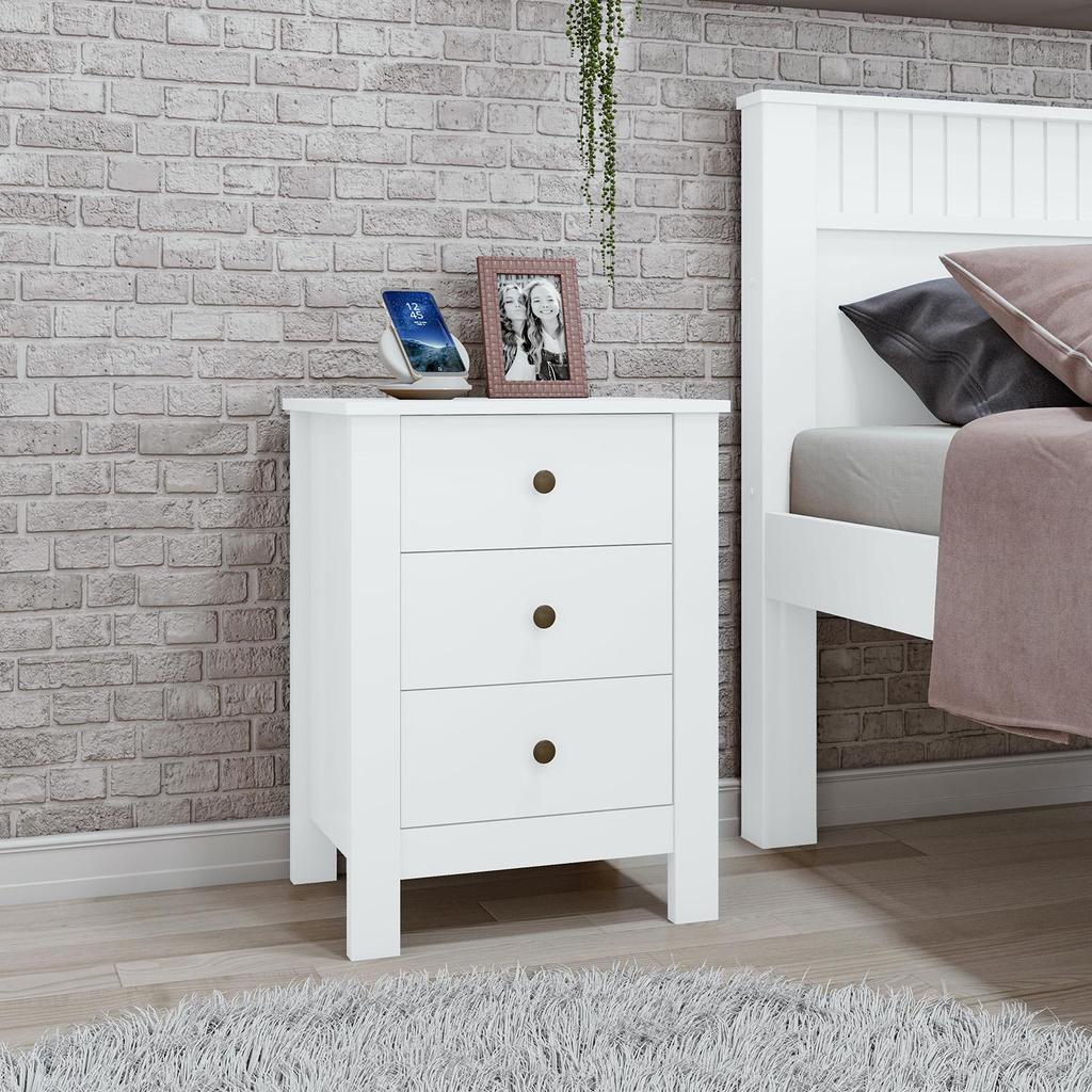 Mesa De Cabeceira Maggiore C/03 Gav New  Branco em Oferta na Shopee