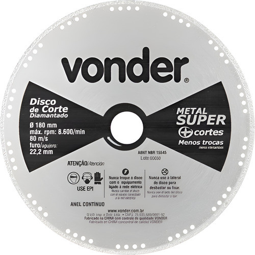 Disco de corte diamantado contínuo para metais 125mm VONDER em Oferta na Shopee