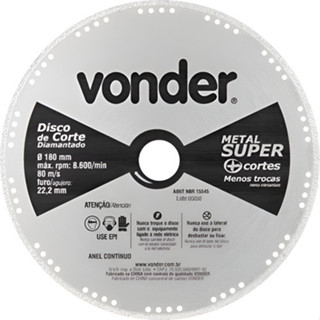 Disco de corte diamantado contínuo para metais 125mm VONDER em Oferta na Shopee