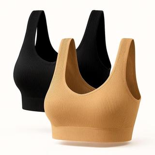 Kit 2 Top Sutiã  Sensual Feminino Canelado Com Fecho Ajustável Premium