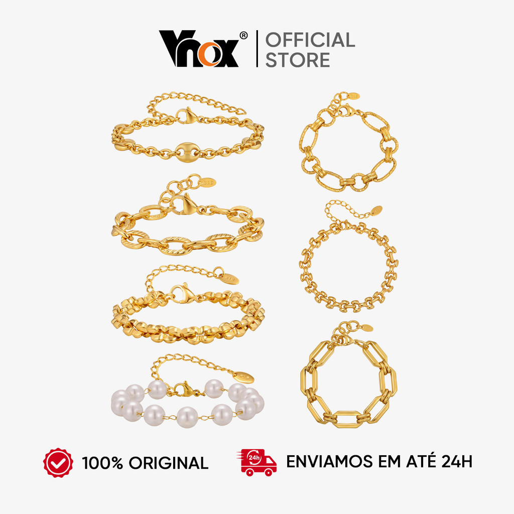 Pulseira Minimalista De Ouro 18k Vnox Para Mulheres , Hipoalergênica De Aço Inoxidável Com Corrente Grossa , Presente De em Oferta na Shopee