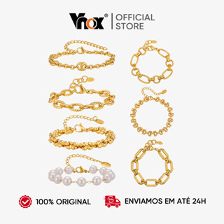 Pulseira Minimalista De Ouro 18k Vnox Para Mulheres , Hipoalergênica De Aço Inoxidável Com Corrente Grossa , Presente De em Oferta na Shopee