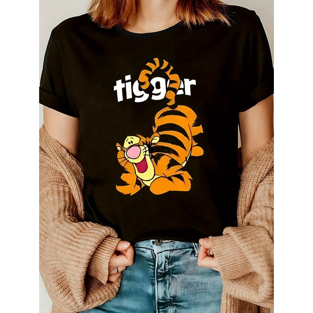 BR Moonlight Camiseta Feminina Tigger Disney Laranja Vibrante Divertida Confortável Estilosa Casual