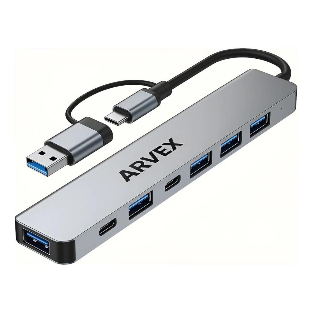 Adaptador Hub Usb 7 Portas Usb 3.0 E 2.0 Cabo Tipo C Thunderbolt 5 Gbps