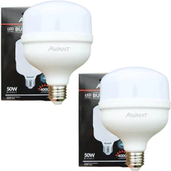 Kit 2 Lâmpadas LED Avant 50W High Power 4000lm Luz Branca 6500K Bivolt Base E27 Alta Iluminação