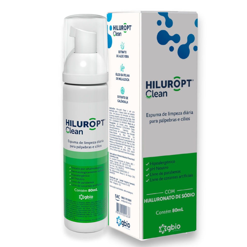 Hiluropt Clean Espuma Limpeza Diária para Pálpebras e Cílios 80ml em Oferta na Shopee