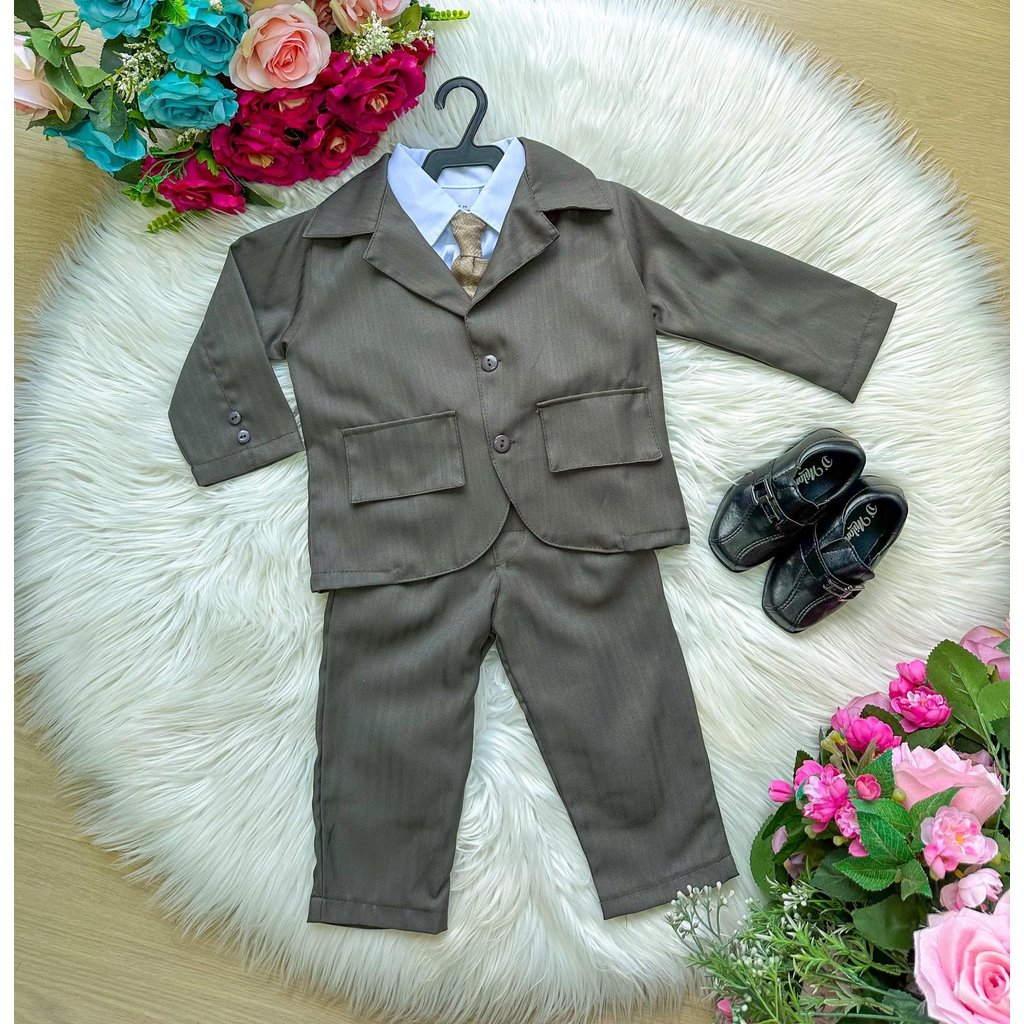 Conjunto Miss Cherry Social Terno - Blaizer e Calça Listrado Matheus Verde Militar