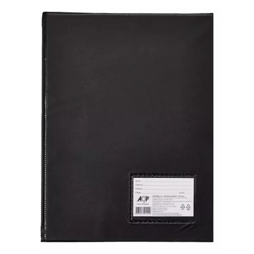 Pasta Catálogo Pvc Preta Com Visor Oficio Com 10 Envelopes Cor Preto