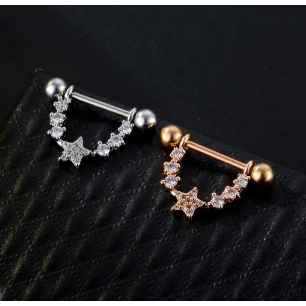 Piercing conch Helix brilho pedrinhas lobulo/tragus/mamilo em Oferta na Shopee