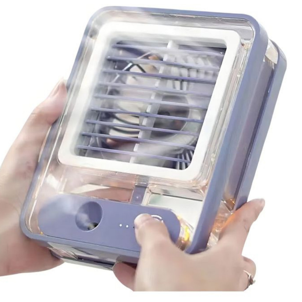 Mini Ventilador Umidificador Portátil Recarregável Usb Led