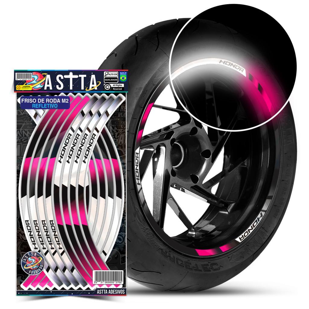Adesivos Friso de Roda Kit M2 Compativel com Honda Cores Refletivo Aro 13 ao 22 8mm Kit Completo Filete Moto