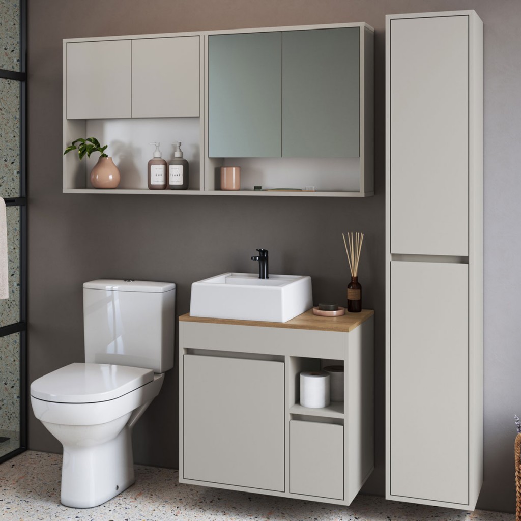 Armário de Banheiro Bangladesh 7 Portas 1 Gaveta Com Cuba e Espelho - Art In Móveis em Oferta na Shopee