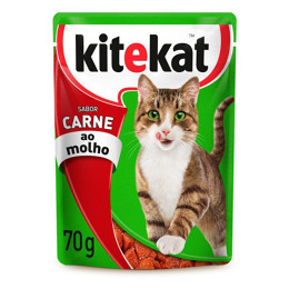 Ração Úmida Kitekat Sachê Carne ao Molho para Gatos Adultos 70g
