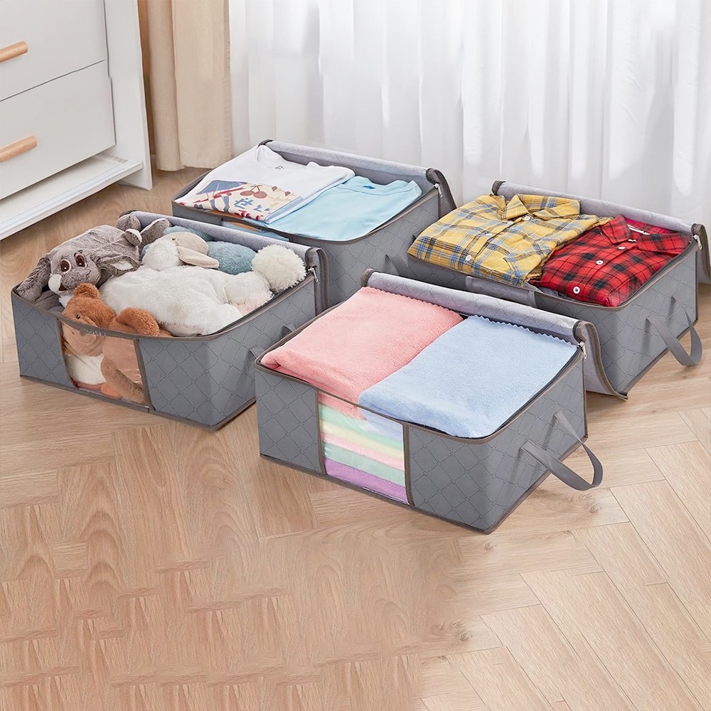 Caixa Saco Organizador Cobertor Casaco Guarda Roupa Ecológico Anti-Poeira Umidade Insetos Multiuso em Oferta na Shopee