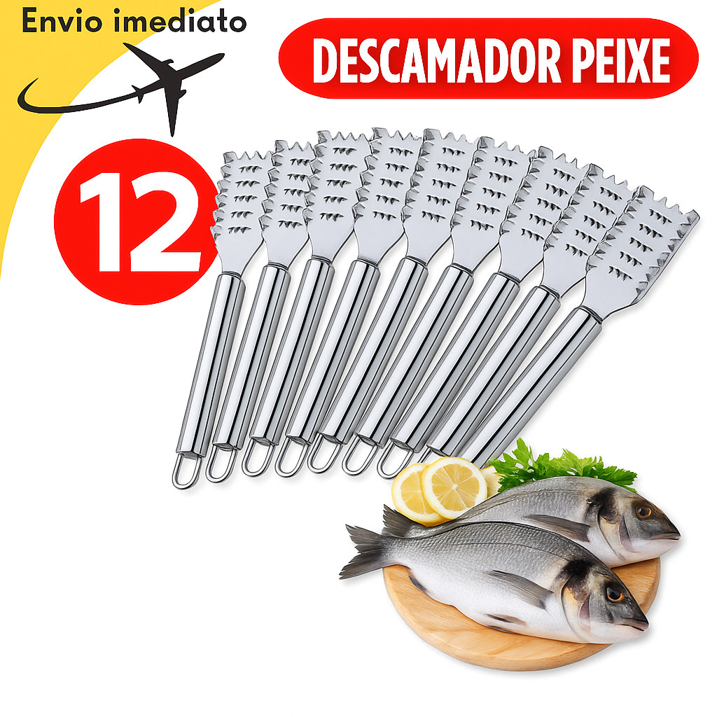 Kit 40 Unidades Conjunto Descamador de Peixe Removedor de Escamas Escamador Inox Pesca Inox Premium