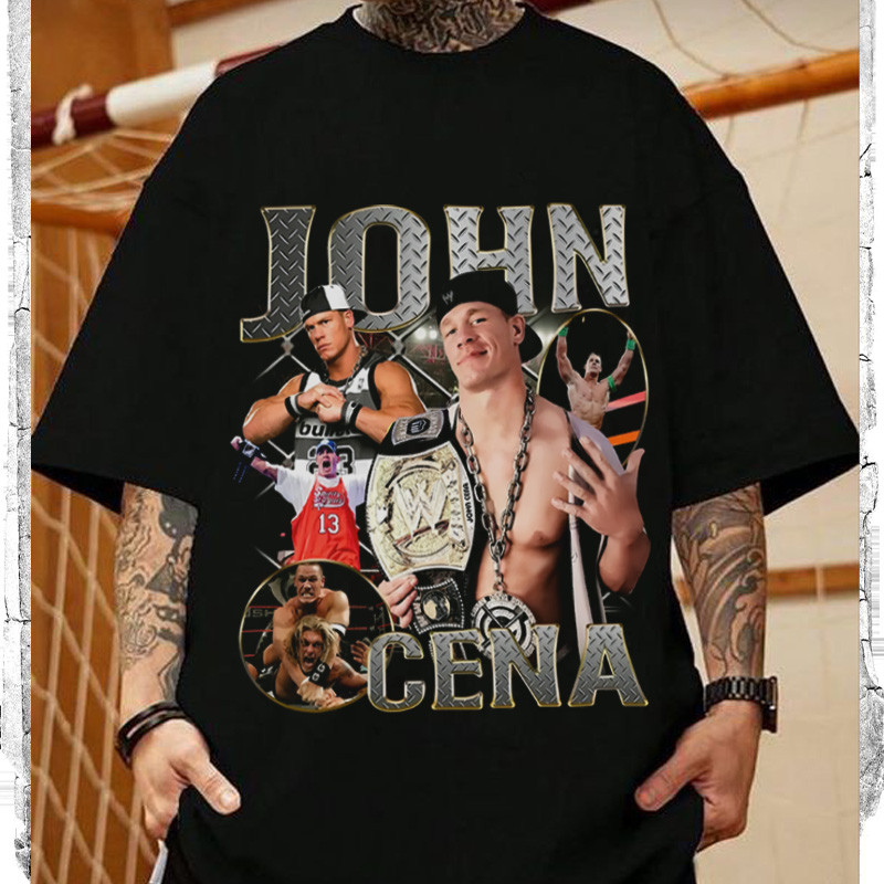 2026 Camiseta Oversize Masculina Feminina WWE John Cena Vintage Wrestling Luta Livre Estampada Confortavel