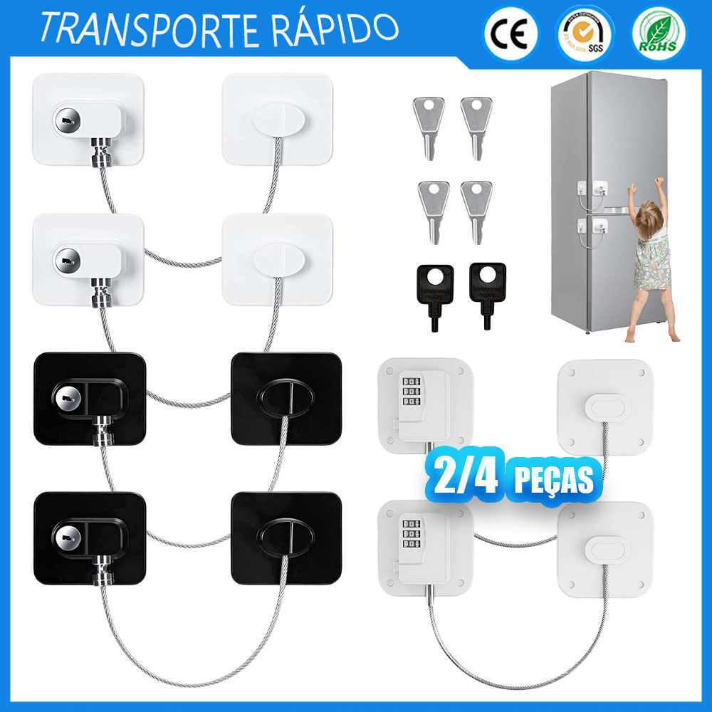 2/4x porta do refrigerador, Freezer, gaveta, armário e fechadura de segurança infantil-branca