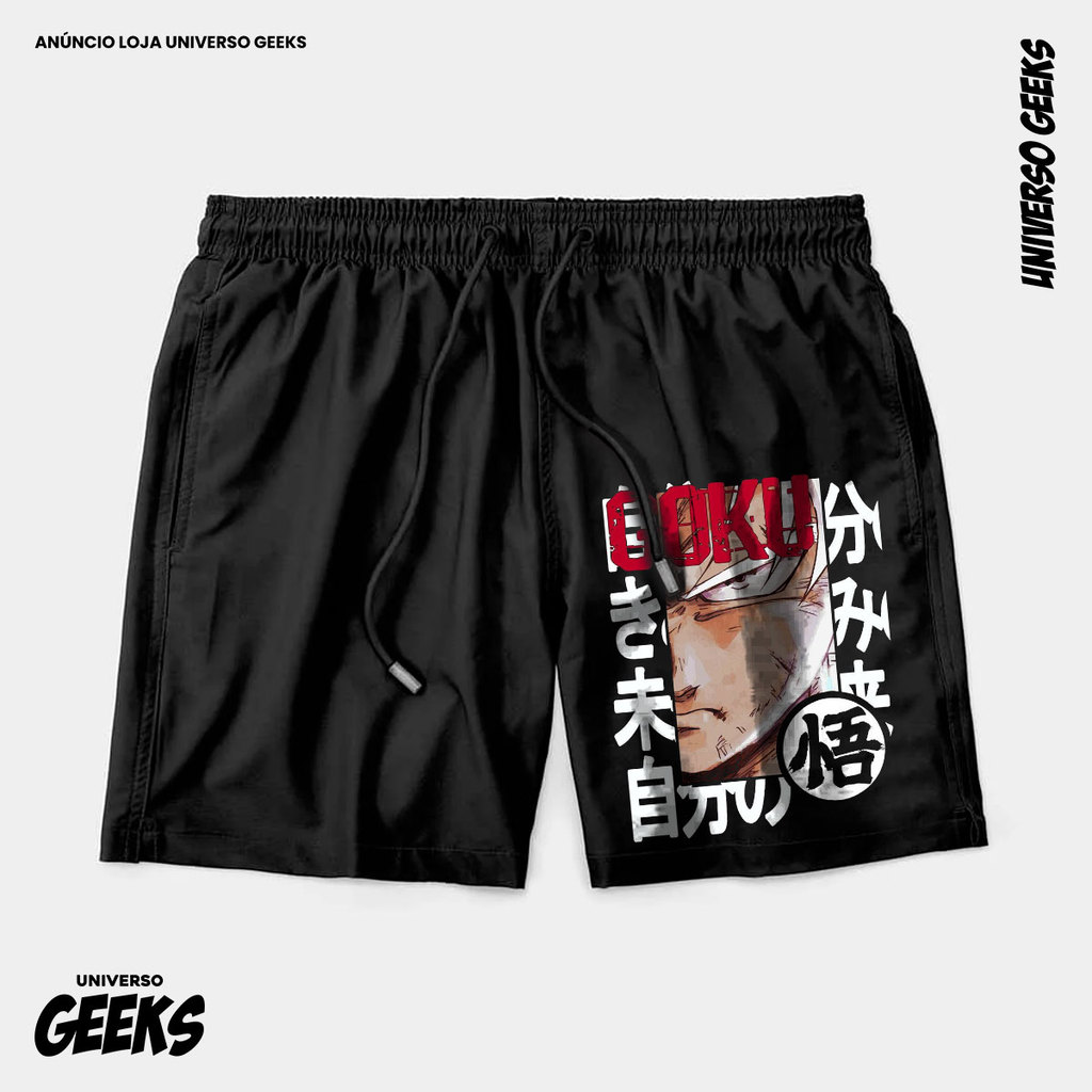 Bermuda Tactel Goku Instinto Superior Short Confortável Com Elastano Ideal Lazer Treino Esportes Praia