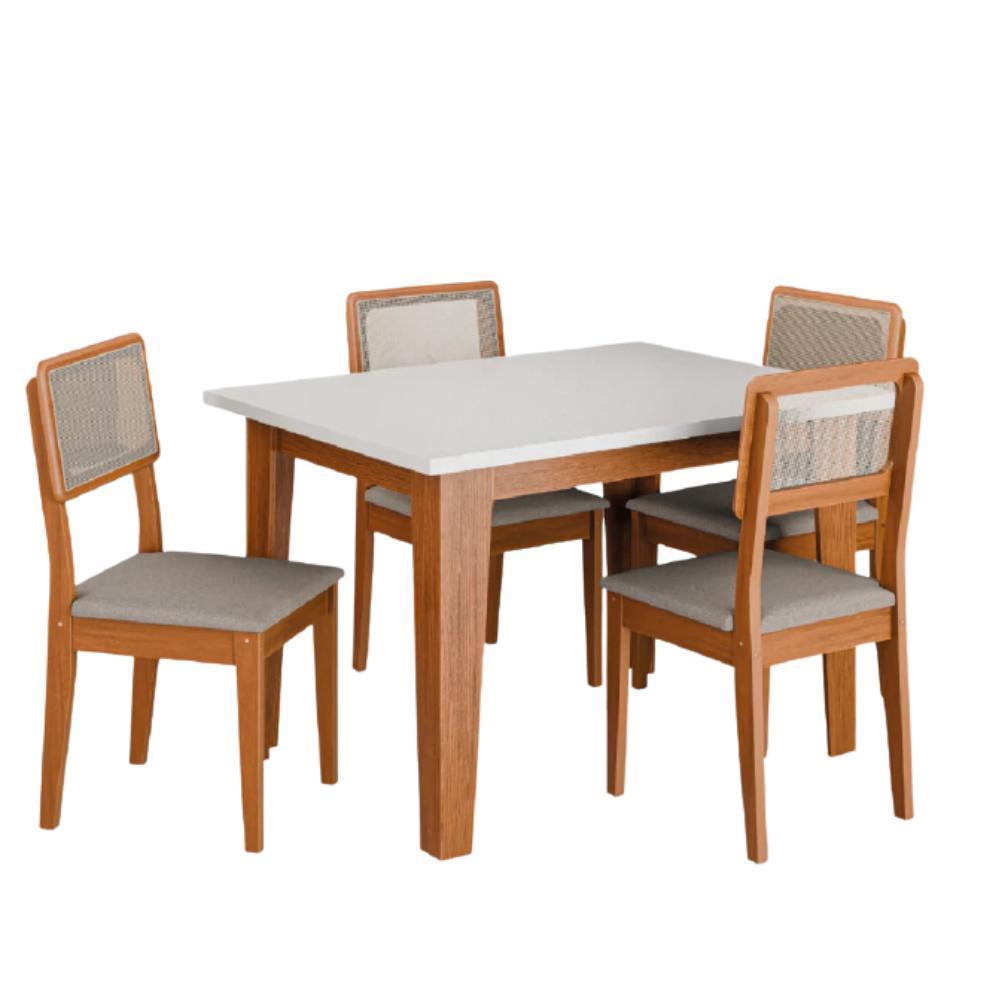 Imagem Conjunto Sala de Jantar Mesa Miami 1,20m 4 Cadeiras Santiago Dobuê