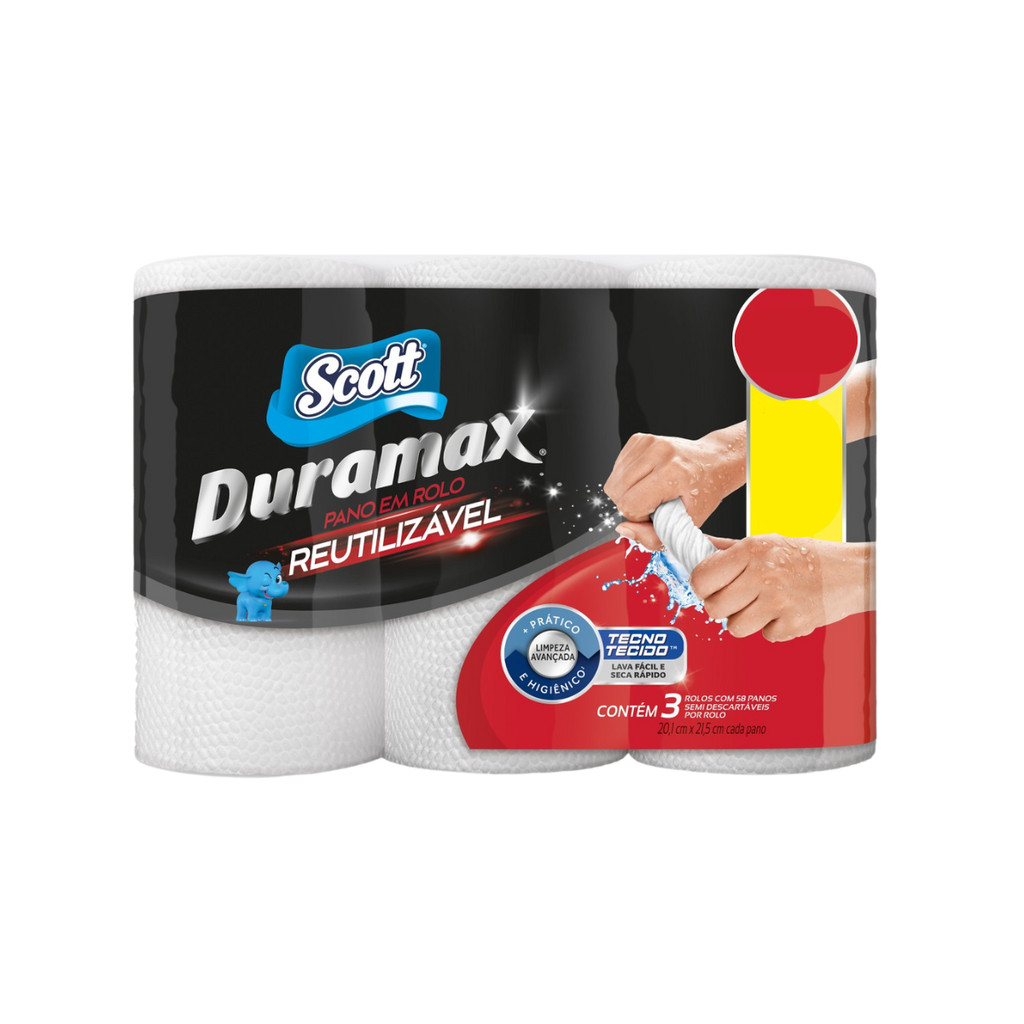 Pano Multiuso Branco 20,1x21,5cm Leve Mais Por Menos Com 03 Unidades Duramax Scott
