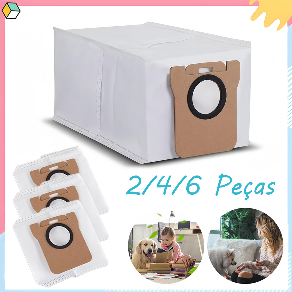 Pacote com 2/4/6 sacos de pó, saco de pó de substituição, para o aspirador robô 