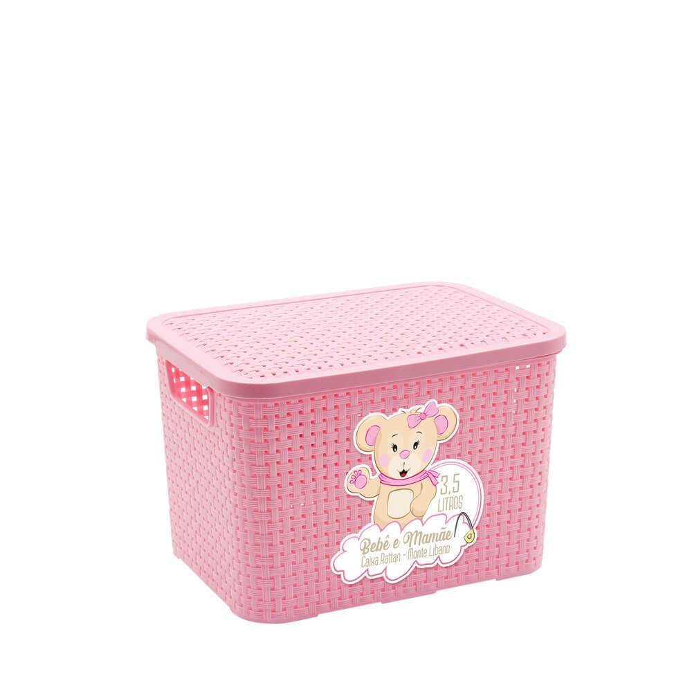 Caixa Organizadora Monte Líbano Rattan 3 Litros Rosa em Oferta na Shopee