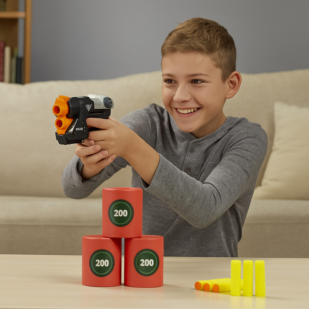 Pistola Brinquedo Lança Dardos Alvos Kit 9 Peças Arminha Tiro Jogo Criança Presente Menino Menina