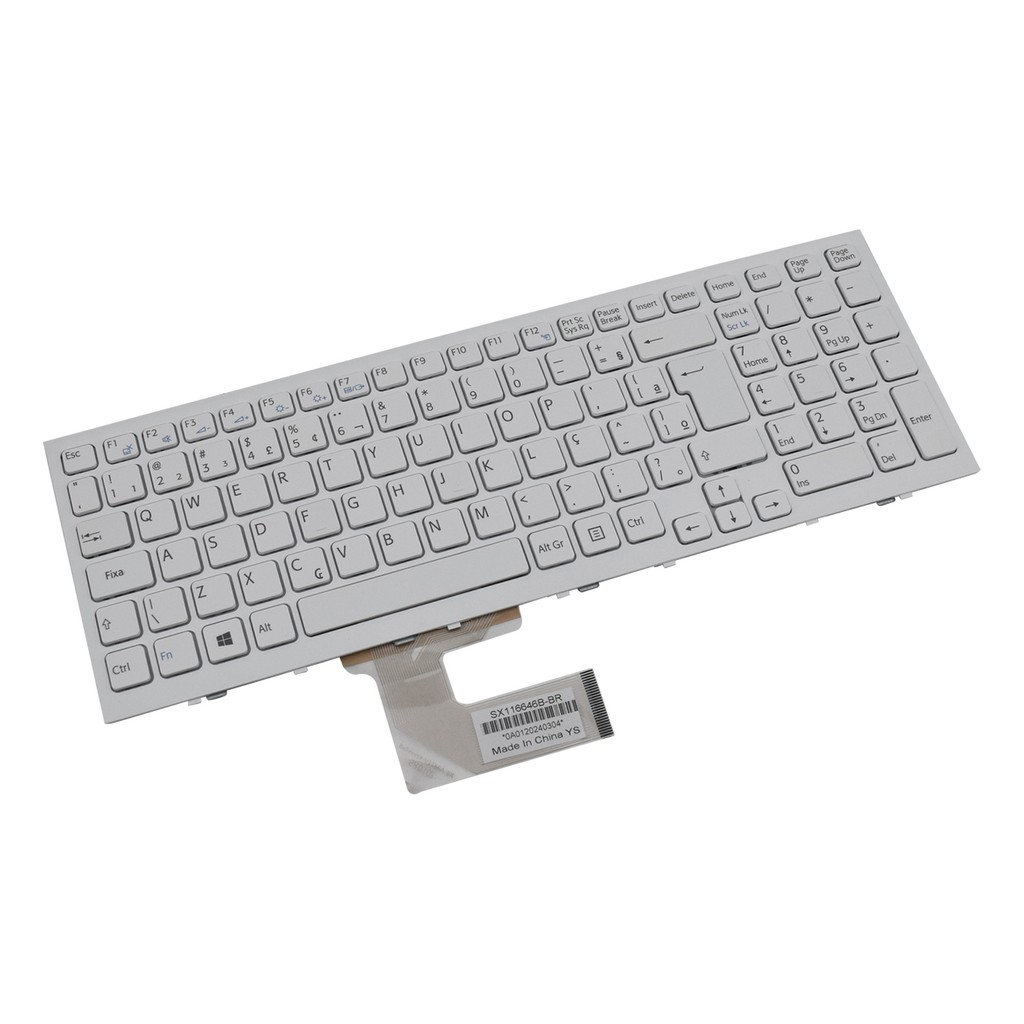 Teclado para Notebook Sony Vaio Part Number AENE7U00020 | Branco ABNT2 - detalhe