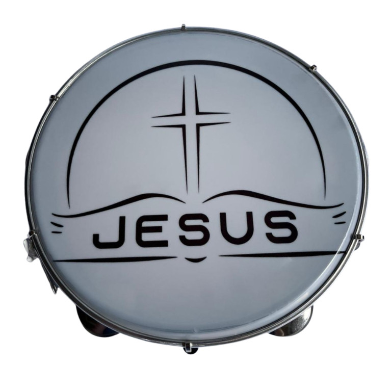Pandeiro Profissional 10 Polegadas Pele Leitosa Jesus