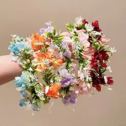 Coroa De Flores Boho Para Mulheres Fita Ajustável Tiara Floral Artificiais Sessão De Fotos De Casamento Praia Festa De F
