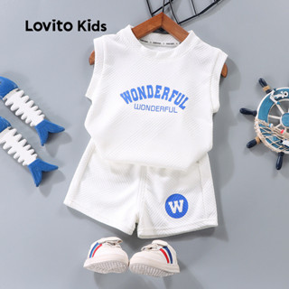 Lovito Kids Conjuntos Casuais de Bermuda Primavera/verão Conjuntos de Bermuda Brancos para meninos LNL123124 em Oferta na Shopee