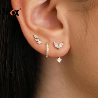 Conjunto De 3 Pares De Brincos Vnox Para Mulheres Em Formato De Grão De Trigo CZ Huggie Joias em Oferta na Shopee