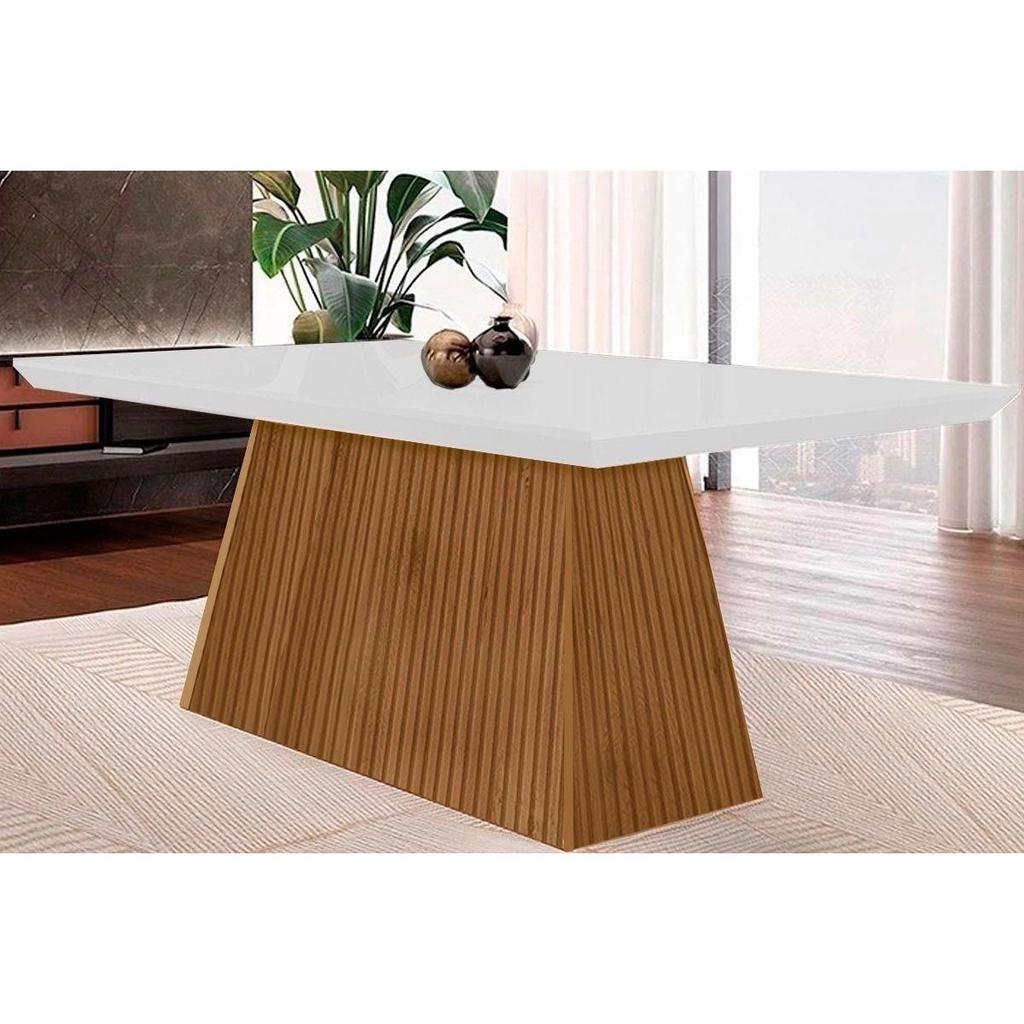 Mesa de Sala Jantar Luna c/Tampo Madeirado Canto Curvo 180x90cm Imbuia - Rufato em Oferta na Shopee